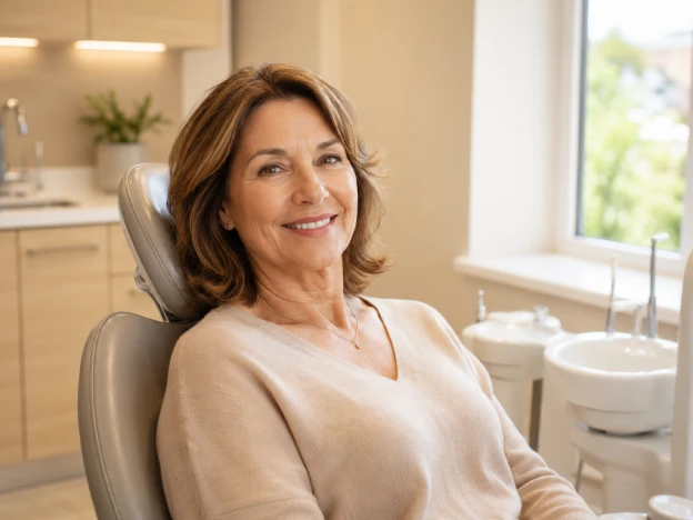 Mature woman with a healthy, natural smile after restorative dental work